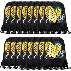 Shappy 16 Pcs Softball Drawstring Bags Softball Cinch Sack Backpack Sport Party Favor Gift Treat Goodie Bag for Team Gift