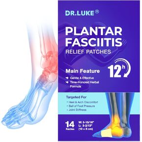 Dr. Luke Plantar Fasciitis Relief: 12H Herbal Foot Support Patches for Heel Discomfort – Natural Formula for Men & Women – 14 Patches