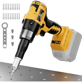 Pop Rivet Gun for Dewalt 20V Battery, Cordless Rivet Tool with 3 Size (1/8", 5/32", 3/16") Aluminum Rivets, Brushless Motor Rivet Gun Kit Nose Piece, Led Light, Tool Only