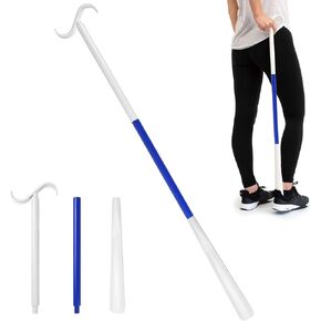 35.5" Shoe Horn Long Handle, Adjustable Extra Long Shoehorn and Portable Dressing Stick for Seniors, Elderly, Men and Women, Blue