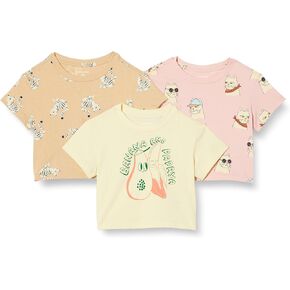 Amazon Essentials Girls and Toddlers' Short Sleeve T-Shirts, Pack of 3