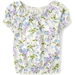 The Children's Place Girls' Smocked Short Sleeve Tops