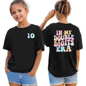 in My Double Digits Era Birthday Girls Shirts 10 Year Old Girl Tshirt 10th Birthday Shirts for Girls Party Gift Tee Tops