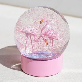 Pink Flamingos Snow Globe for Girls, Glitter Glass Snowglobes for Kids, 100MM Pink Flamingos Christmas Snow Globe, Sow Globes Home Office Table Decor Birthday Valentines Gift