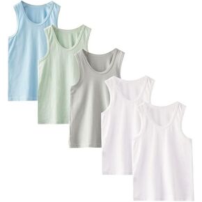 Boys Undershirt Tank Top - 5 Pack Cotton Undershirt Sleeveless Shirts for Kids Girls Or Boys for 2-10 Years