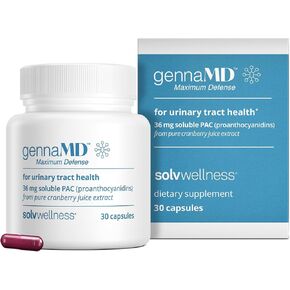 SOLV Wellness Gennamd - أقصى دفاع UTI - 36 ملغ PAC قابل للذوبان من مستخلص عصير التوت البري بنسبة 100 ٪ - أعلى تركيز PAC في كبسولة صغيرة وسهلة التبول - 30 كبسولة