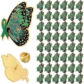 Unittype Green Ribbon Butterfly Pins Mental Health Awareness Items Suicide Prevention Butterfly Lapel Pin Gifts for Mental Health Awareness Month Charity Public Social Events