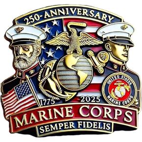 250th Anniversary Marine Corps Pin U.S. NAVY Commemorative Pin 1775-2025 Marines Collectible Badge American Flag Veteran Military Jewelry