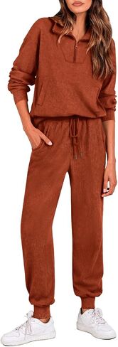 BTFBM Women's 2 Piece Tracksuit Fall Outfits 2025 Long Sleeve Half Zip Sweatshirt Sweatpants Lounge Set Sweatsuits in Saudi Arabia