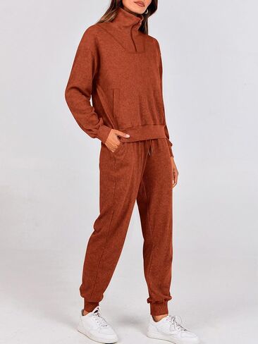 BTFBM Women's 2 Piece Tracksuit Fall Outfits 2025 Long Sleeve Half Zip Sweatshirt Sweatpants Lounge Set Sweatsuits in Saudi Arabia