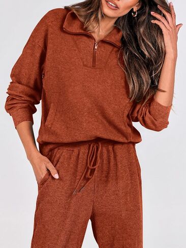 BTFBM Women's 2 Piece Tracksuit Fall Outfits 2025 Long Sleeve Half Zip Sweatshirt Sweatpants Lounge Set Sweatsuits in Saudi Arabia