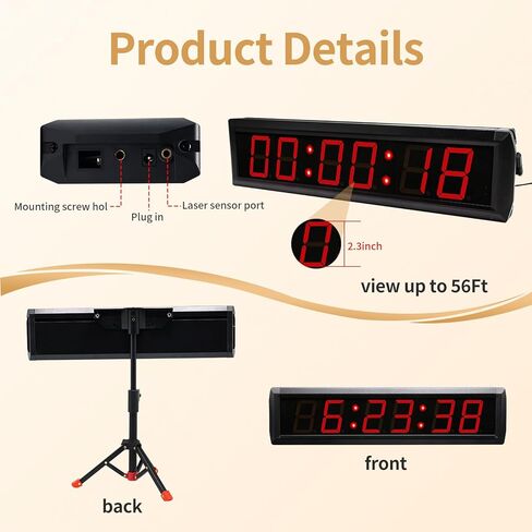 GANXIN Wired Laser Timer for Training,LED Stopwatch Race Clock,Racing Timer,Skating Track and Field Running for Sprints Bike Motorcycle (Small, Built-in Battery) in Kuwait
