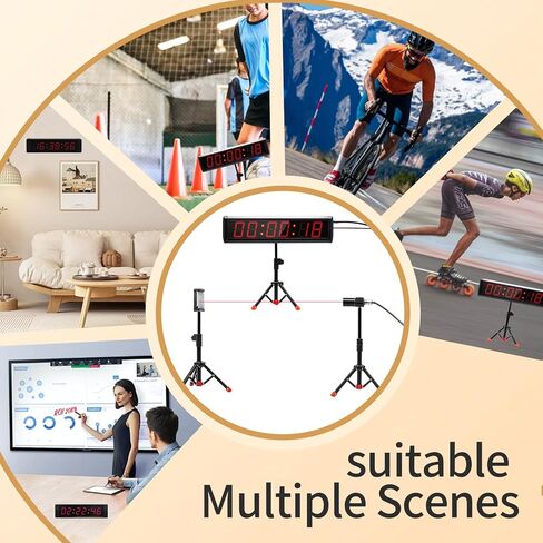 GANXIN Wired Laser Timer for Training,LED Stopwatch Race Clock,Racing Timer,Skating Track and Field Running for Sprints Bike Motorcycle (Small, Built-in Battery) in Kuwait