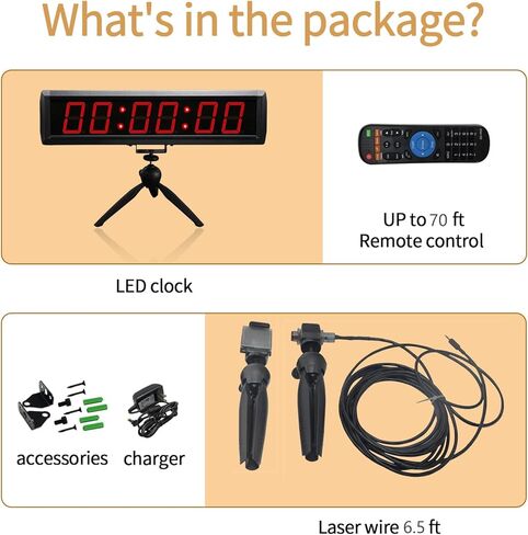 GANXIN Wired Laser Timer for Training,LED Stopwatch Race Clock,Racing Timer,Skating Track and Field Running for Sprints Bike Motorcycle (Small, Built-in Battery) in Kuwait