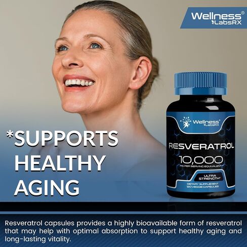 Resveratrol 120 Capsules, Resveratrol Supplement, Resveratrol 1000mg Polygonum Root, Trans Resveratrol for Healthy Aging, Heart, Brain Health Support - Vegan, Keto in Saudi Arabia