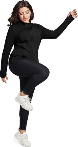 FOREYOND Plus Size Jackets for Women Athletic Workout Running Jacket Full Zip up Lightweight Yoga Tops with Thumb Holes in Saudi Arabia