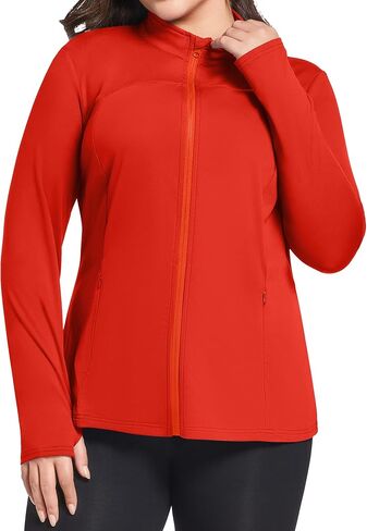 FOREYOND Plus Size Jackets for Women Athletic Workout Running Jacket Full Zip up Lightweight Yoga Tops with Thumb Holes in Saudi Arabia