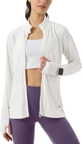 Womens Sun Protection Athletic Jackets UPF 50+ Spf Lightweight Full Zip Up UV with Pockets Running No Hood in Saudi Arabia