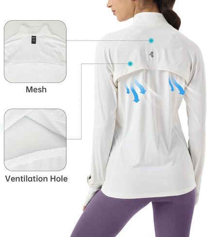 Womens Sun Protection Athletic Jackets UPF 50+ Spf Lightweight Full Zip Up UV with Pockets Running No Hood in Saudi Arabia