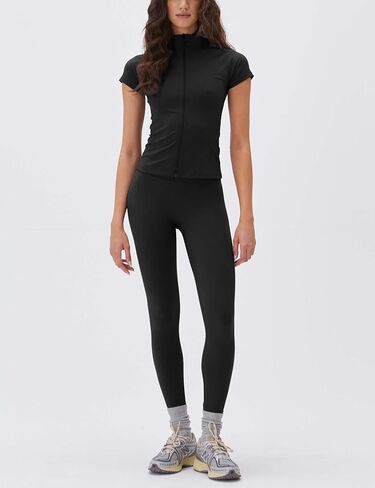 lviefent women خفيفة الوزن الكامل zip النشط الجري سترة التمرين تمرين قصير الأكمام أعلى رفي in Kuwait