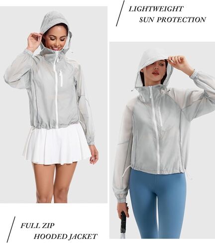 Avoogue Women's UPF 50+ Sun Protection UV Jacket Full Zip Lightweight Jacket Athletic Workout Hoodie in Kuwait