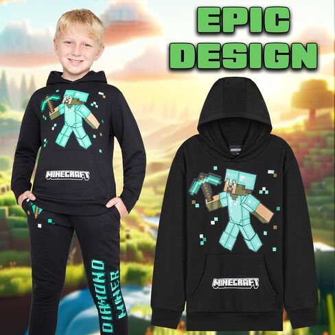 Minecraft Boys Pants مجموعة - هوديي مريح وركض للأطفال - هدايا ممتعة للأولاد in Saudi Arabia