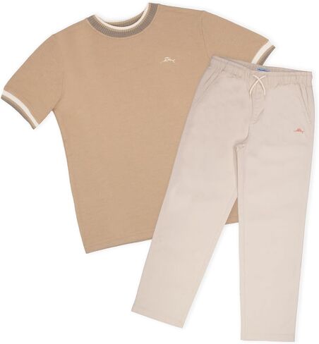 Tommy Bahama Boys Crewneck Crewneck قصيرة الأكمام تي شيرت وسراويل الخصر المرنة ، ملابس صيفية من قطعتين للأطفال in Kuwait