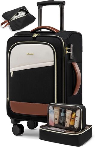 LOVEVOOK 4 Pcs Carry On Luggage 22x14x9 Airline Approved, 20 Inch Carry On Suitcases with Wheels, Softside Rolling Suitcase for Women Men, with TSA Lock Weekender Travel Luggage in Kuwait