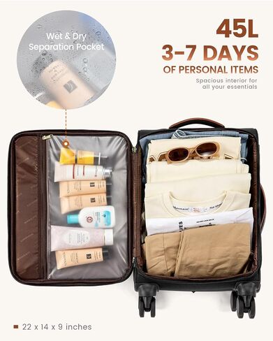 LOVEVOOK 4 Pcs Carry On Luggage 22x14x9 Airline Approved, 20 Inch Carry On Suitcases with Wheels, Softside Rolling Suitcase for Women Men, with TSA Lock Weekender Travel Luggage in Kuwait