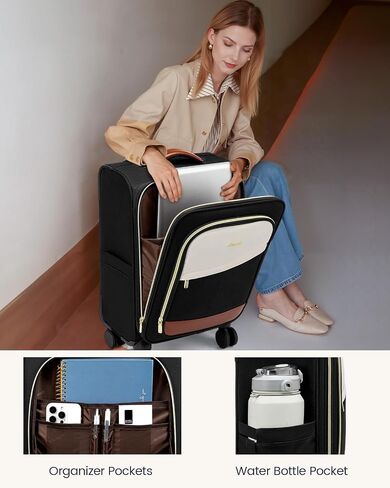 LOVEVOOK 4 Pcs Carry On Luggage 22x14x9 Airline Approved, 20 Inch Carry On Suitcases with Wheels, Softside Rolling Suitcase for Women Men, with TSA Lock Weekender Travel Luggage in Kuwait