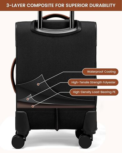 LoveVook 4 PCS Carry On Luggage 22x14x9 Airline Airline المعتمدة ، بحقائب تحمل 20 بوصة على عجلات ، حقيبة Softside Rolling للنساء ، مع TSA Lock Locged Luggage in Kuwait