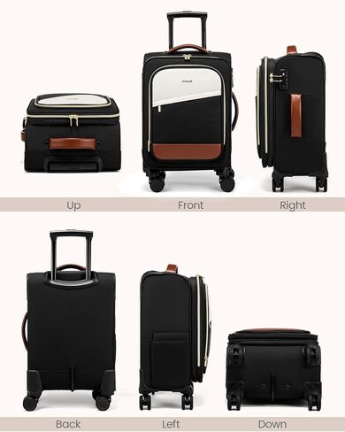LoveVook 4 PCS Carry On Luggage 22x14x9 Airline Airline المعتمدة ، بحقائب تحمل 20 بوصة على عجلات ، حقيبة Softside Rolling للنساء ، مع TSA Lock Locged Luggage in Kuwait