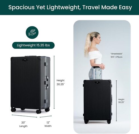 Nobl Travel Large Luggage, Noble Zipperless Aluminum Frame PC Hard Shell Checked Suitcase, 30.25"x20"x12", Big Check-in Bag with 360° Spinner Wheels, TSA Locks, Interior Compression - Lavender in Saudi Arabia