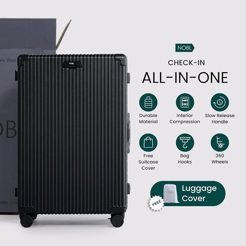 Nobl Travel Large Luggage, Noble Zipperless Aluminum Frame PC Hard Shell Checked Suitcase, 30.25"x20"x12", Big Check-in Bag with 360° Spinner Wheels, TSA Locks, Interior Compression - Lavender in Saudi Arabia