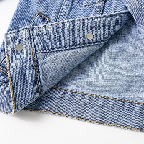 Miipat Toddler Girls Denim Jacket Sequin Patchwork Jean Jacket Little Kids Button Down Long Sleeve Jean Coat in Saudi Arabia