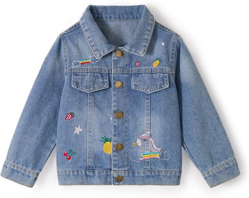 Miipat Toddler Girls Denim Jacket Sequin Patchwork Jean Jacket Little Kids Button Down Long Sleeve Jean Coat in Saudi Arabia
