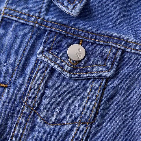 Miipat Toddler Girls Denim Jacket Sequin Patchwork Jean Jacket Little Kids Button Down Long Sleeve Jean Coat in Kuwait