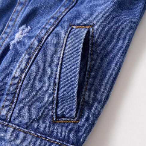 Miipat Toddler Girls Denim Jacket Sequin Patchwork Jean Jacket Little Kids Button Down Long Sleeve Jean Coat in Kuwait