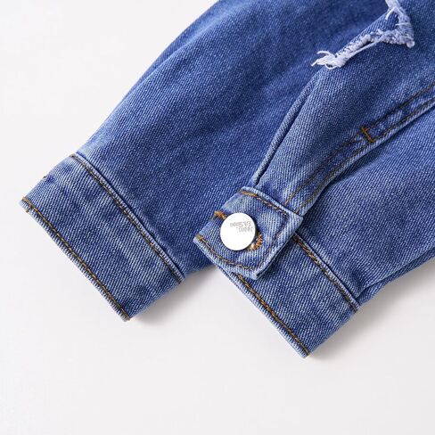 Miipat Toddler Girls Denim Jacket Sequin Patchwork Jean Jacket Little Kids Button Down Long Sleeve Jean Coat in Kuwait