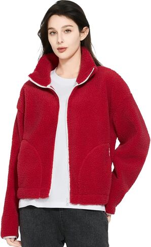Women's Fleece Jackets Full Zip High Collar 290G Thickened Coats Long Sleeve Casual Outdoor Jacket in Saudi Arabia