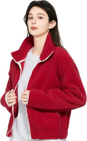 Women's Fleece Jackets Full Zip High Collar 290G Thickened Coats Long Sleeve Casual Outdoor Jacket in Saudi Arabia