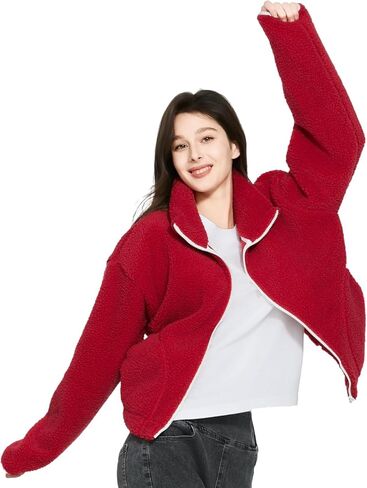 Women's Fleece Jackets Full Zip High Collar 290G Thickened Coats Long Sleeve Casual Outdoor Jacket in Saudi Arabia