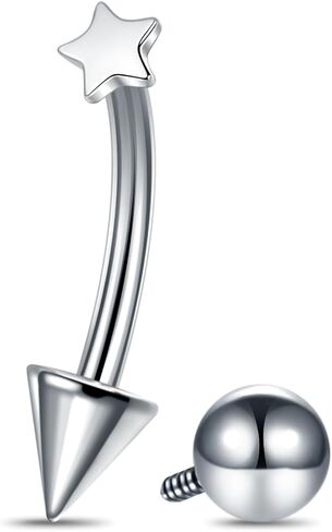 Aumeo Titanium Eyebrow Rings 16G Curved Barbell Piercing Jewelry Heart Star Vertical Labret Lip Jewelry Daith Rook Earrings for Women Men 8mm 10mm in Saudi Arabia