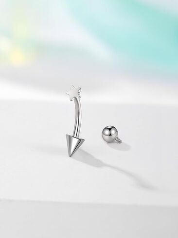 Aumeo Titanium Eyebrow Rings 16G Curved Barbell Piercing Jewelry Heart Star Vertical Labret Lip Jewelry Daith Rook Earrings for Women Men 8mm 10mm in Saudi Arabia