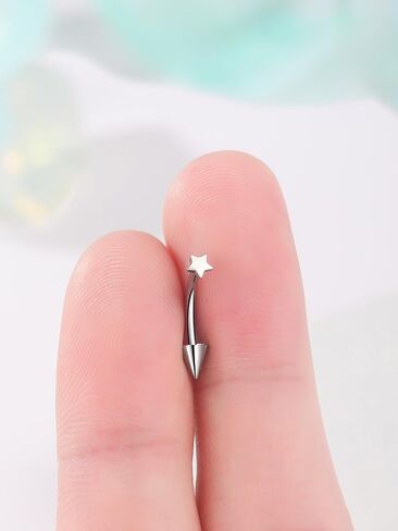 Aumeo Titanium Eyebrow Rings 16G Curved Barbell Piercing Jewelry Heart Star Vertical Labret Lip Jewelry Daith Rook Earrings for Women Men 8mm 10mm in Saudi Arabia