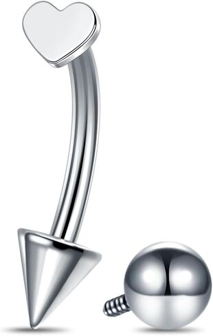 Aumeo Titanium Eyebrow Rings 16G Curved Barbell Piercing Jewelry Heart Star Vertical Labret Lip Jewelry Daith Rook Earrings for Women Men 8mm 10mm in Kuwait