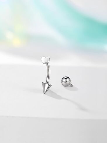 Aumeo Titanium Eyebrow Rings 16G Curved Barbell Piercing Jewelry Heart Star Vertical Labret Lip Jewelry Daith Rook Earrings for Women Men 8mm 10mm in Kuwait