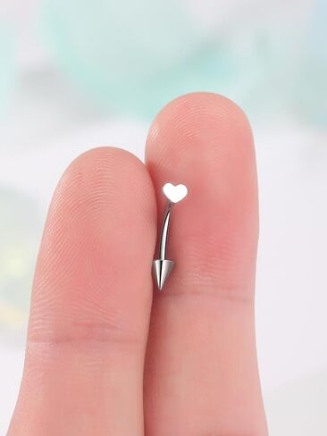 Aumeo Titanium Eyebrow Rings 16G Curved Barbell Piercing Jewelry Heart Star Vertical Labret Lip Jewelry Daith Rook Earrings for Women Men 8mm 10mm in Kuwait