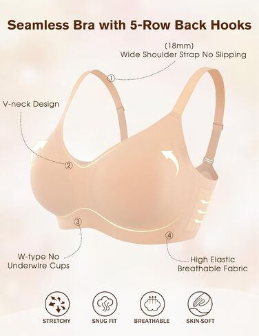 Avidlove Womens Wireless Bras Lace Seamless Bras Padded Full Coverage Bralette Comfortable V Neck T Shirt Everyday Bra in Saudi Arabia