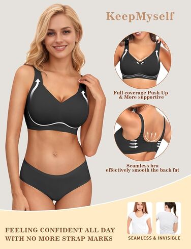 Women's Wireless Bras Full Coverage Seamless Supportive, Back Smoothing T-Shirt Bra with Padded Everyday Bra in Kuwait